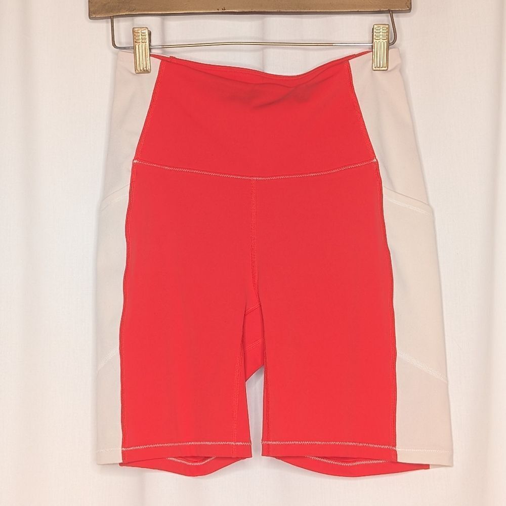 Solid & Striped Sport High Tide High Waist Bike Shorts Candy Red Marshmellow
